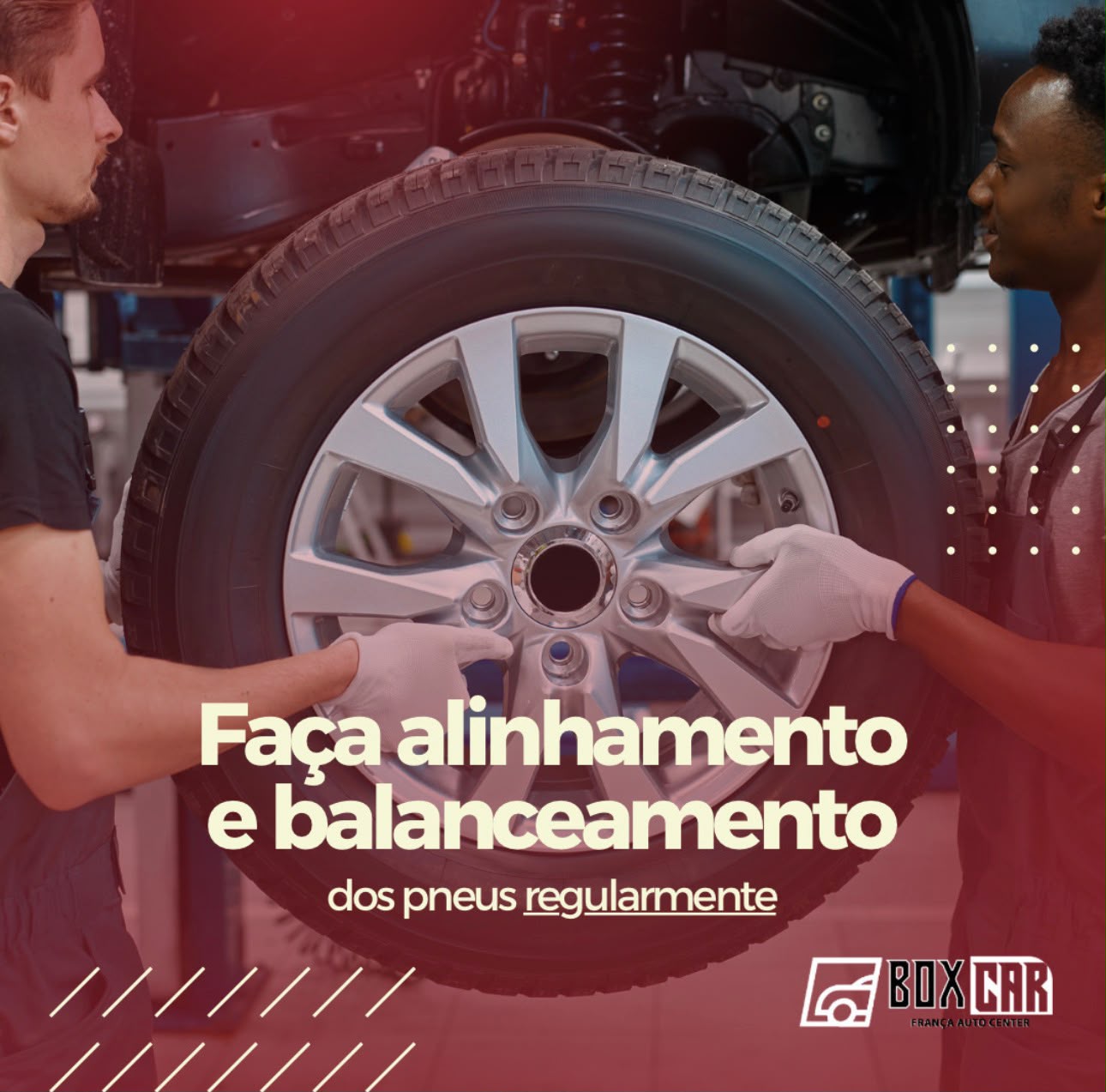 Alinhamento e balanceamento de pneus na BOXCAR