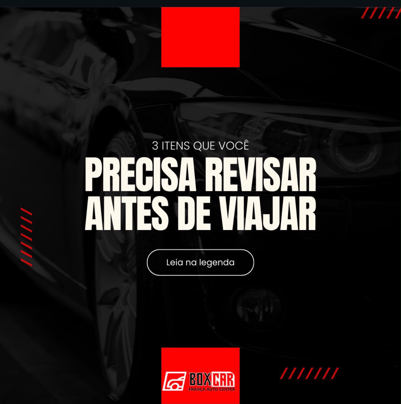 Revisão do veículo antes de viajar